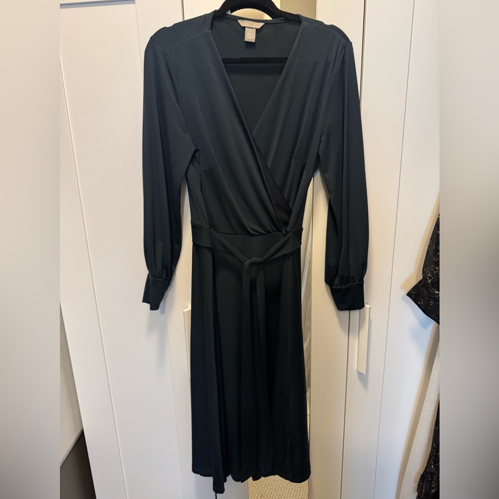 H&M wrap dress, dark green, size large